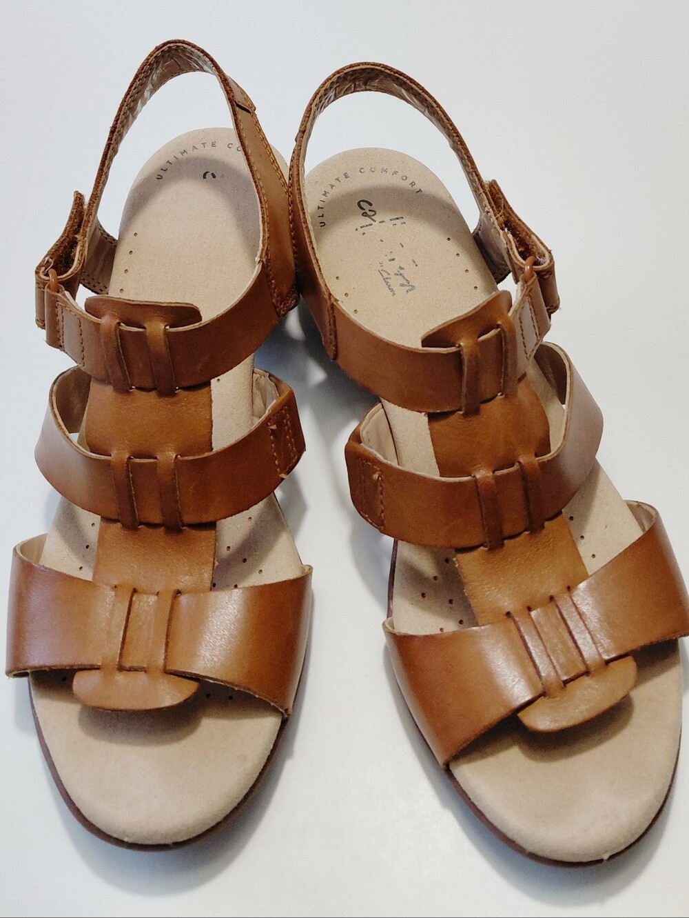 CLARKS Women's Valarie Kerry Tan Leather Strappy Sandals Size 7M